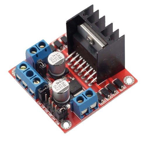 Typical L298N motor driver with two inputs per motor  